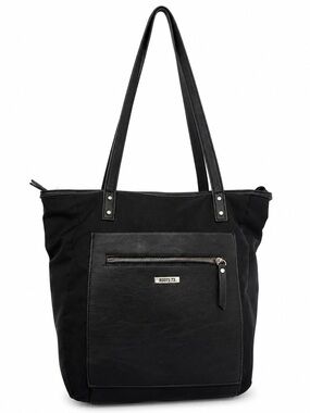 Roots Canvas Tote / Laptop Bag with Zipper Pocket Closure Black